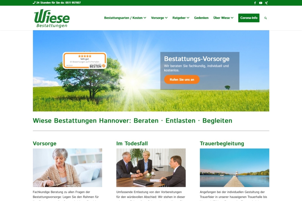 Wiese Bestattungen KG Wiese Bestattungen Screenshot